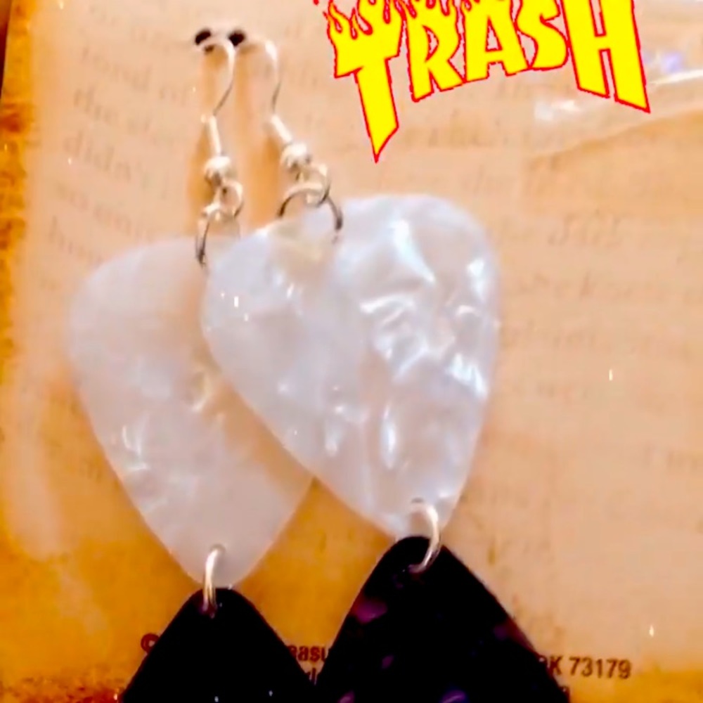 Guitar pick earrings